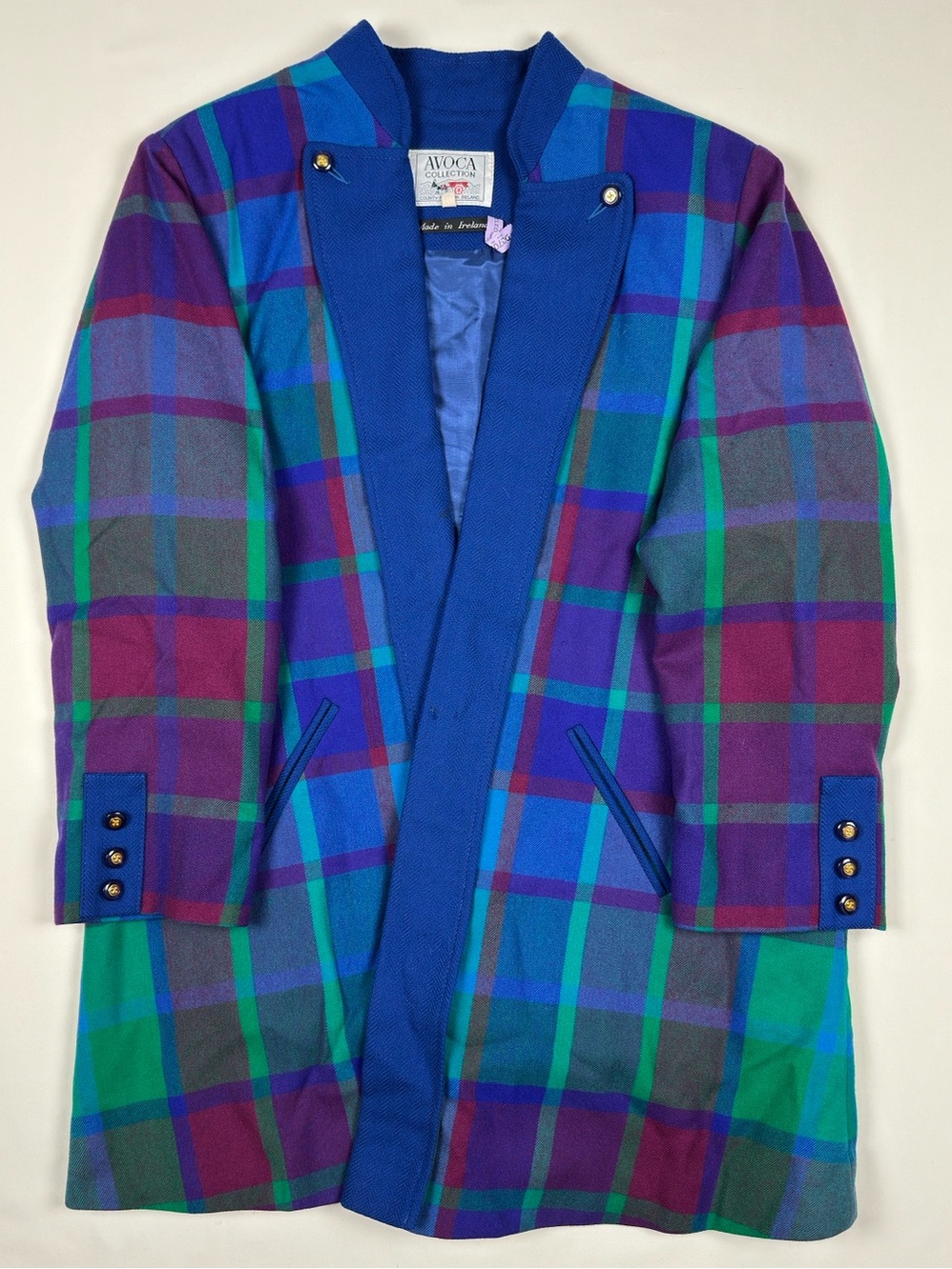 Avoca Blue & Purple Plaid Pea Coat